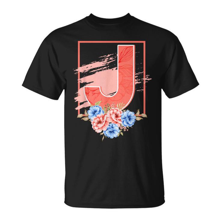 Letter J Flowers Last Name Alphabet Consonant Girl Birthday T-Shirt