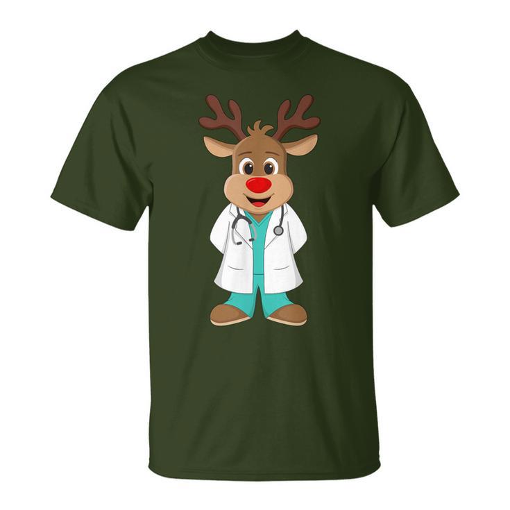 Christmas Nurse Reindeer Scrubs Uniform T-Shirt