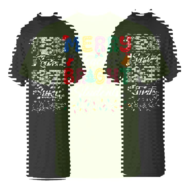 Merry Teacher Bright Student Teacher Xmas Holiday Men T-Shirt