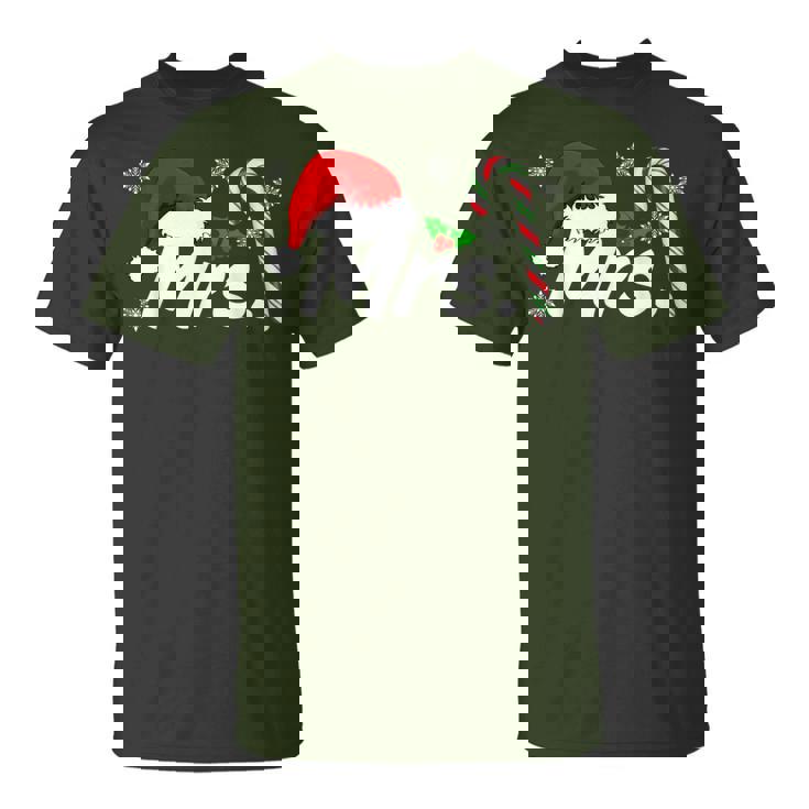 Mr And Mrs Santa Hat Couples Matching Christmas His And Her T-Shirt