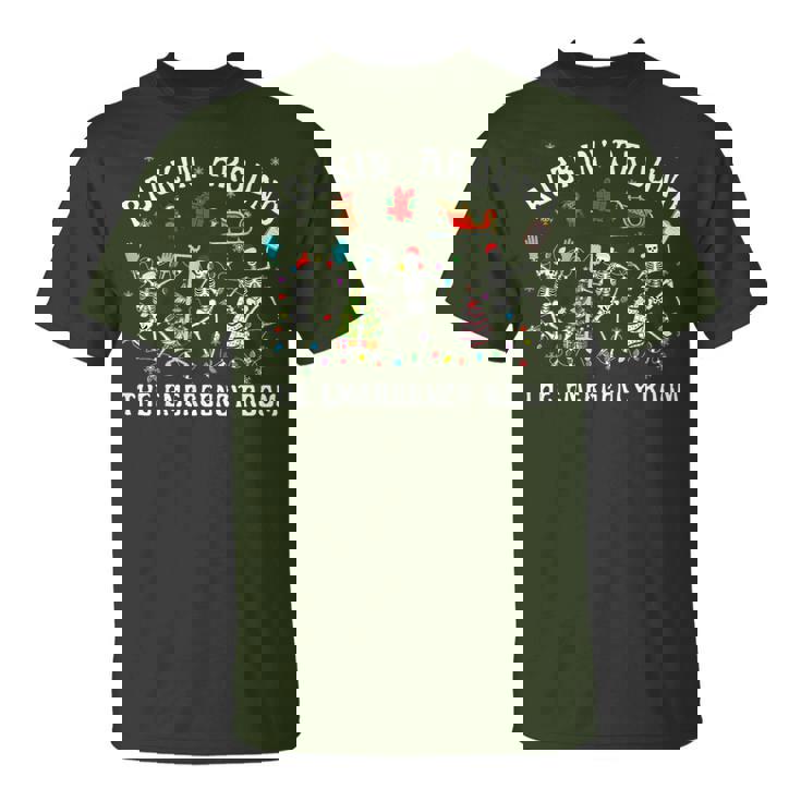 Rockin-Around The Emergency Room Skeleton Er Nurse Xmas T-Shirt