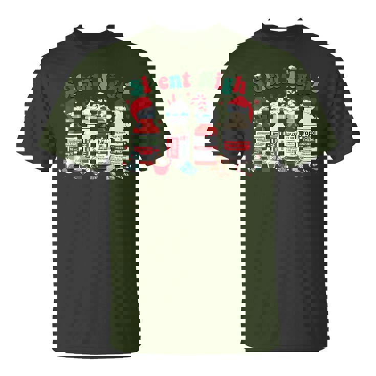 Silent Night Merry Christmas Nurse Pills Pharmacist Pharmacy T-Shirt