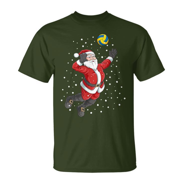 Volleyball Santa Claus Christmas T-Shirt