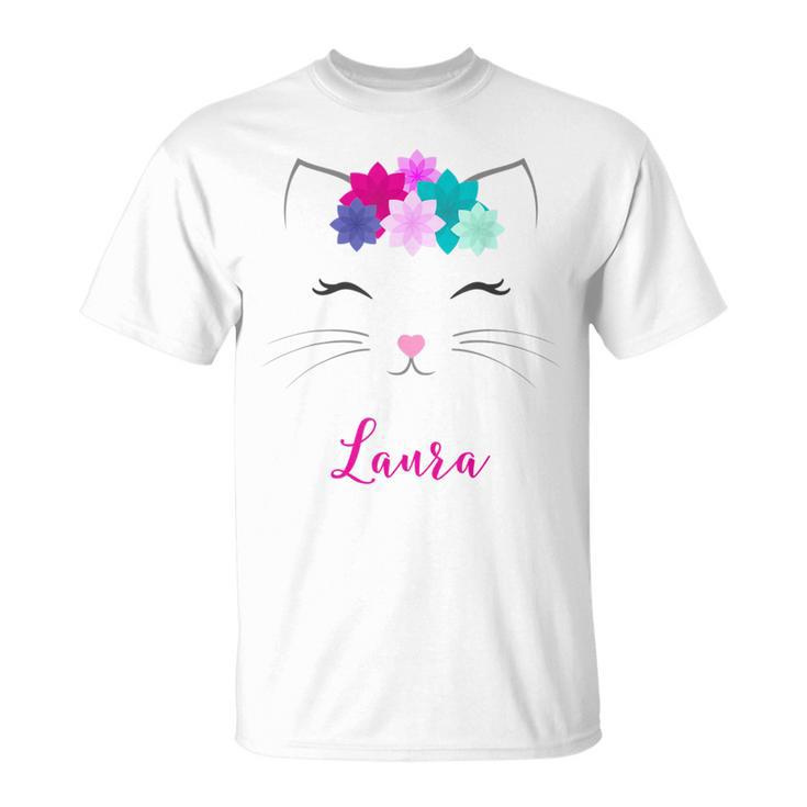 Laura Name Colourful Kitten Cat Laura T-Shirt