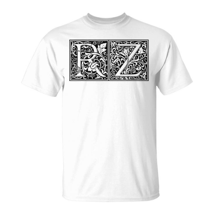 Rz Initials R Z Name Surname Onomastics Onomatology Gray T-Shirt