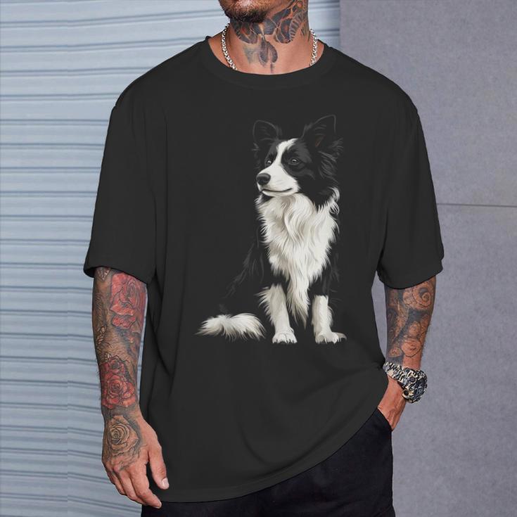 Border Collie Dog Pet Illustration Border Collie T-Shirt Geschenke für Ihn