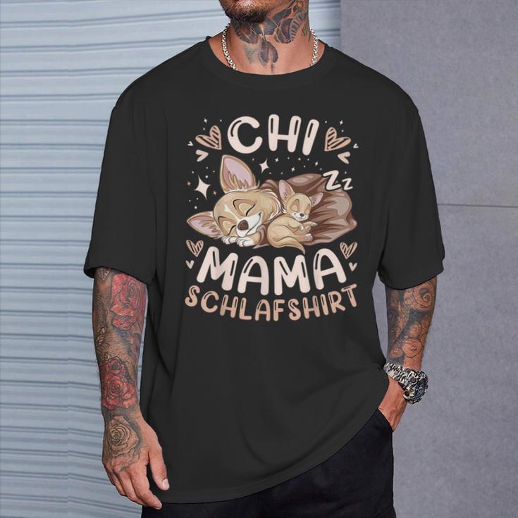 Chi Mama Schlaf Mutter Chihuahua Mit Welpe Muttertag T-Shirt Geschenke für Ihn