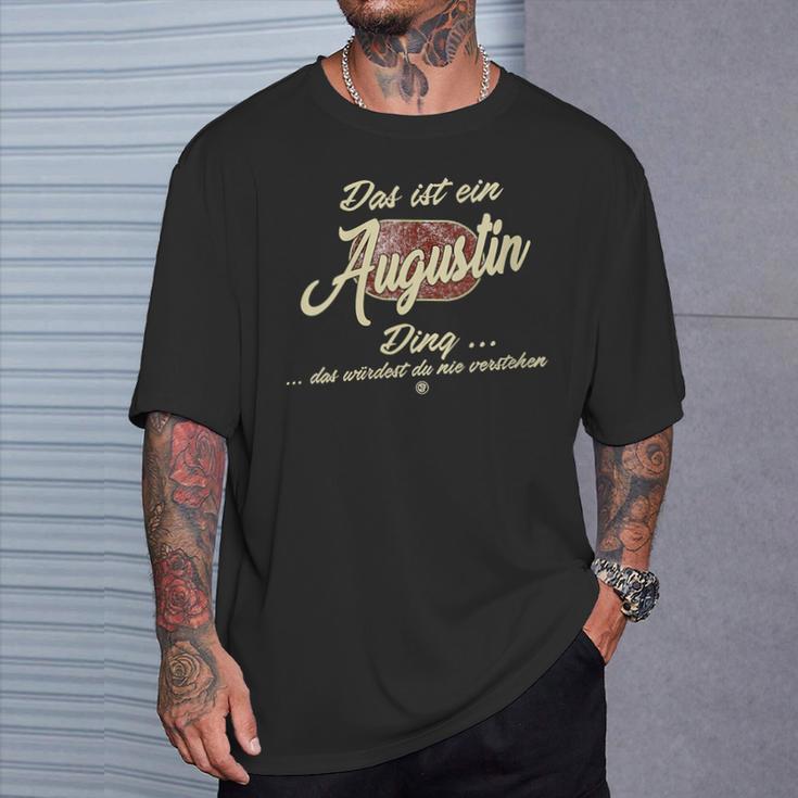 Damen Das Ist Ein Augustin Ding Lustiges Familie Augustin Mit-Ausschnitt T-Shirt Geschenke für Ihn