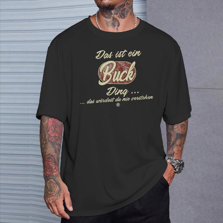 Damen Das Ist Ein Buck Ding Lustiges Familie Buck Mit-Ausschnitt T-Shirt Geschenke für Ihn