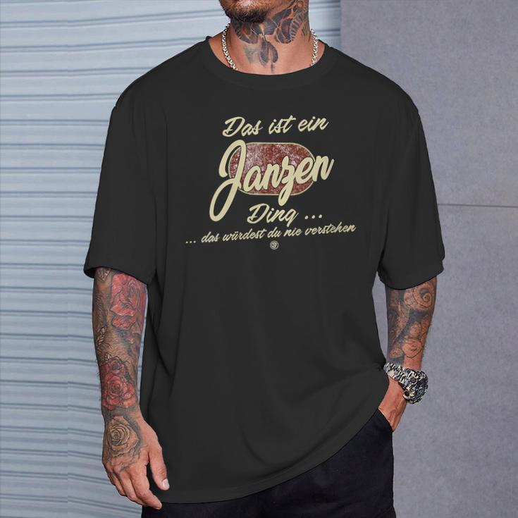 Damen Das Ist Ein Janzen Ding Lustiges Familie Janzen Mit-Ausschnitt T-Shirt Geschenke für Ihn