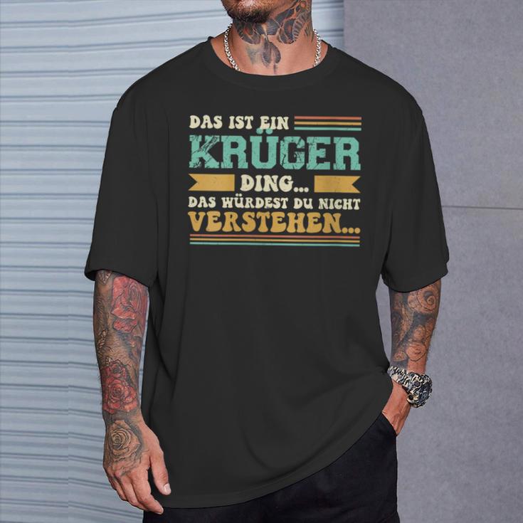 Damen Das Ist Ein Krüger Ding Spruch Für Familie Krüger Mit-Ausschnitt T-Shirt Geschenke für Ihn