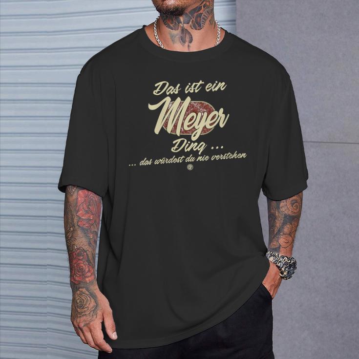 Damen Das Ist Ein Meyer Ding Lustiges Familie Meyer Mit-Ausschnitt T-Shirt Geschenke für Ihn