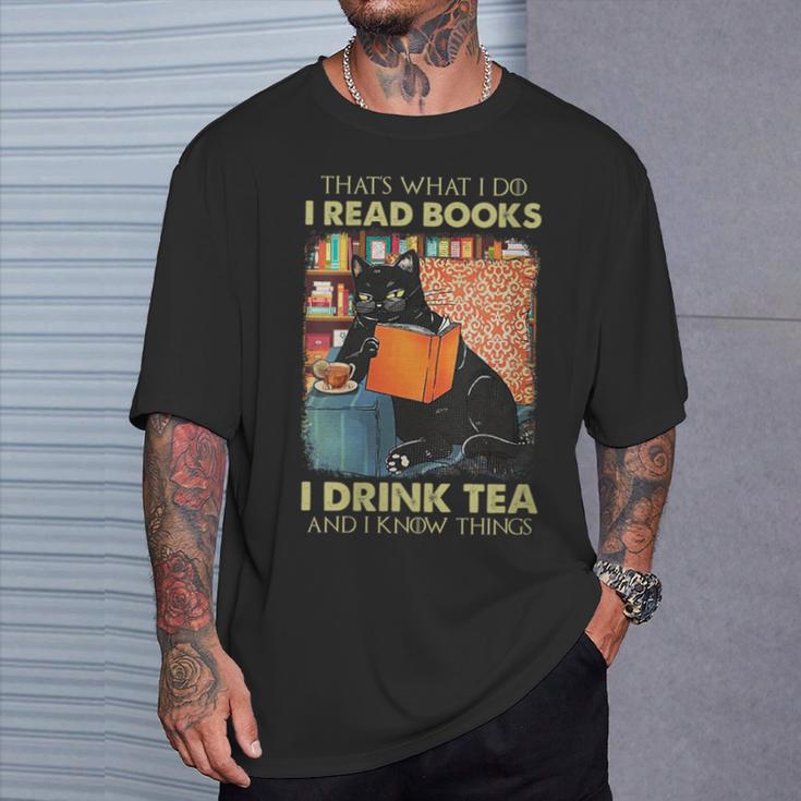 Damen Das Ist Was Ich Tue Ich Lese Bücher Ich Trinke Und Ich Weiß Dinge Mit-Ausschnitt T-Shirt Geschenke für Ihn