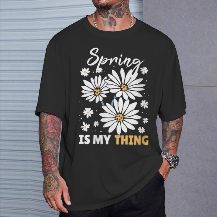 Damen Frühling Ist Mein Ding Gänseblümchen Mit-Ausschnitt T-Shirt Geschenke für Ihn