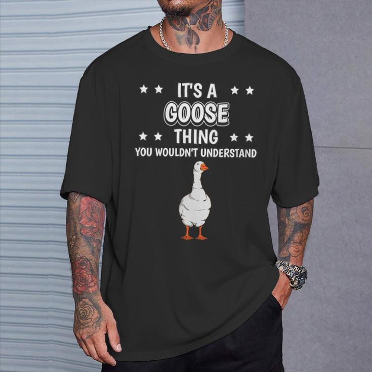 Damen Ist So Ein Gans Ding Lustiger Spruch Gänse Mit-Ausschnitt T-Shirt Geschenke für Ihn