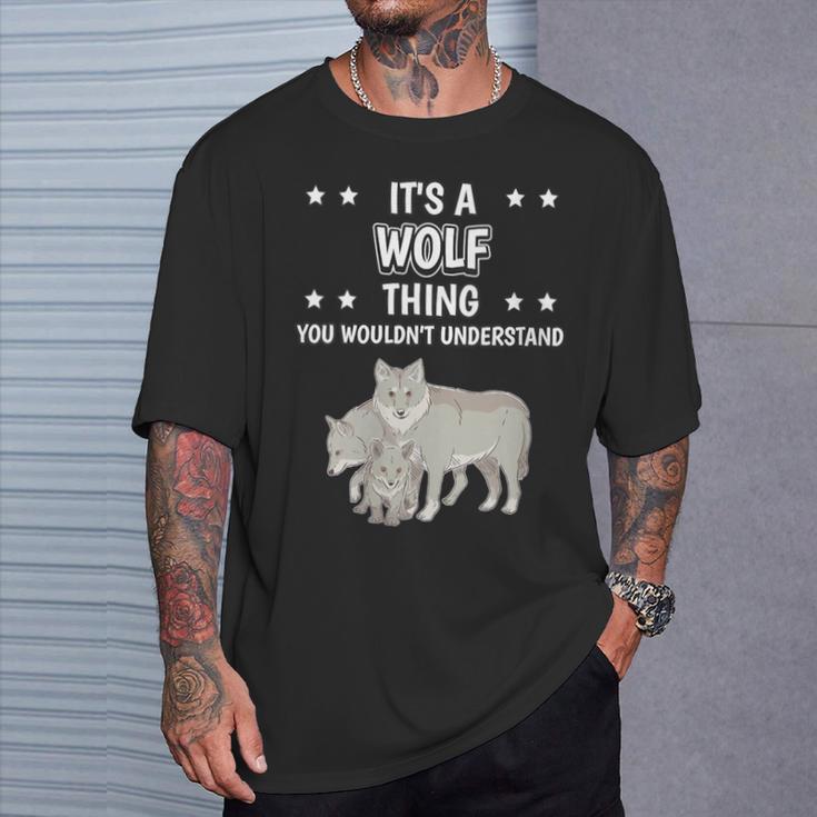 Damen Ist So Ein Wolf Ding Lustiger Spruch Wölfe Mit-Ausschnitt T-Shirt Geschenke für Ihn