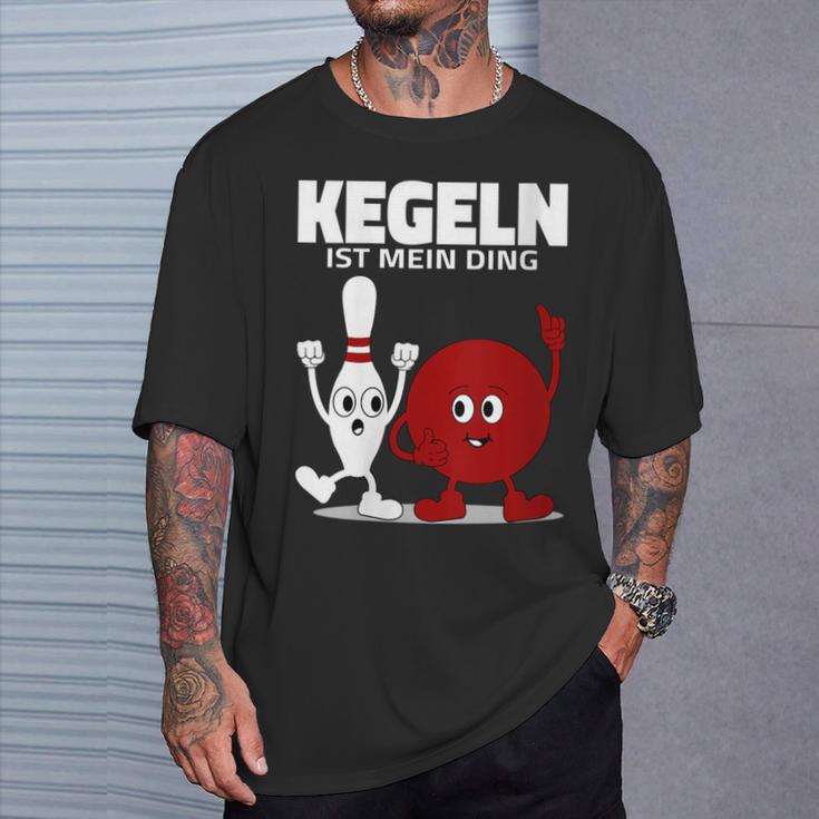 Damen Lustige Kugel & Kegel I Kegeln I Kegeln Ist Mein Ding Mit-Ausschnitt T-Shirt Geschenke für Ihn