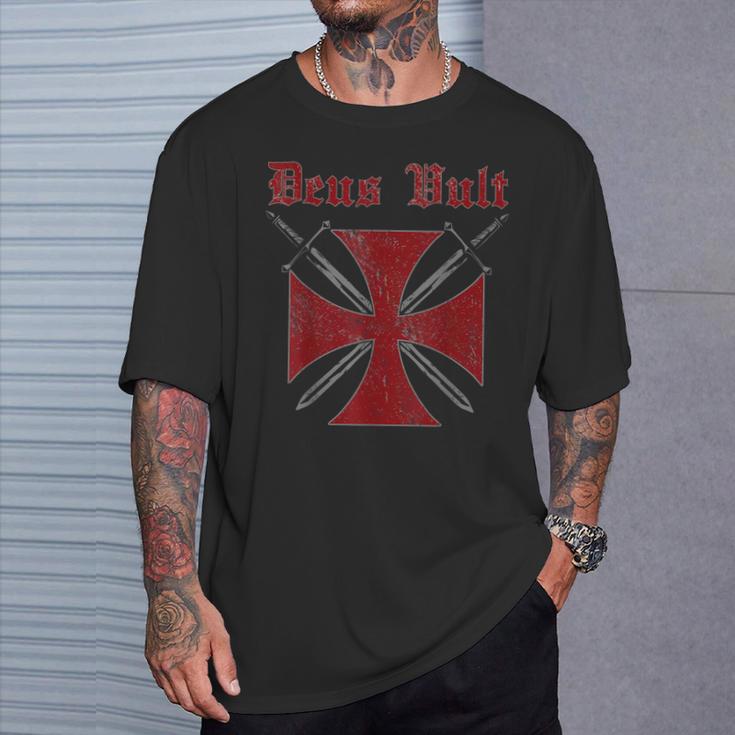 Deusult Helmet Templar Order Templar Holy Cross T-Shirt Geschenke für Ihn