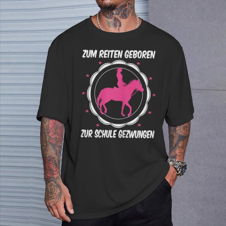 Horse Zum Reiten Geboren Zur Schule Zwzwungen German L T-Shirt Geschenke für Ihn