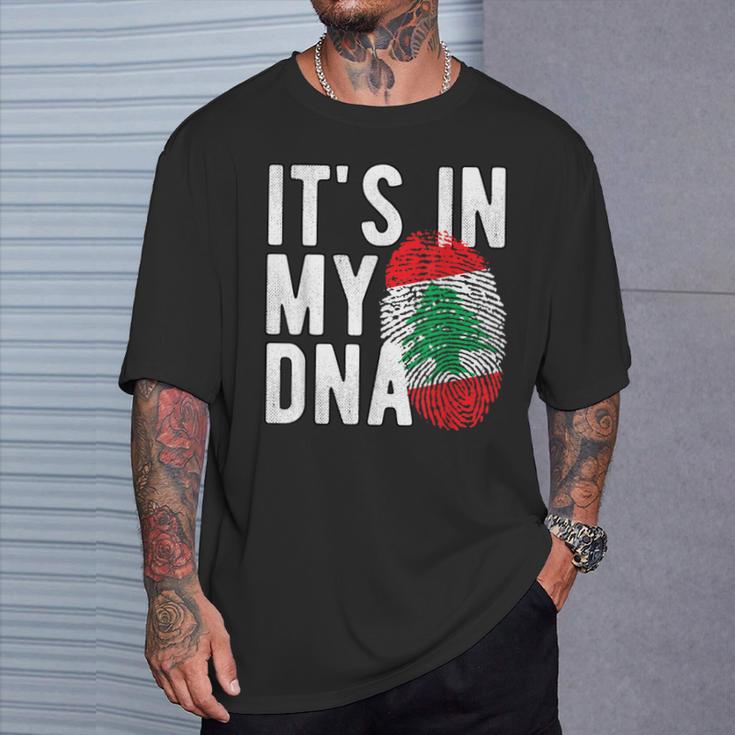 It's In My Dna Lebanon Flag Fingerprint T-Shirt Geschenke für Ihn