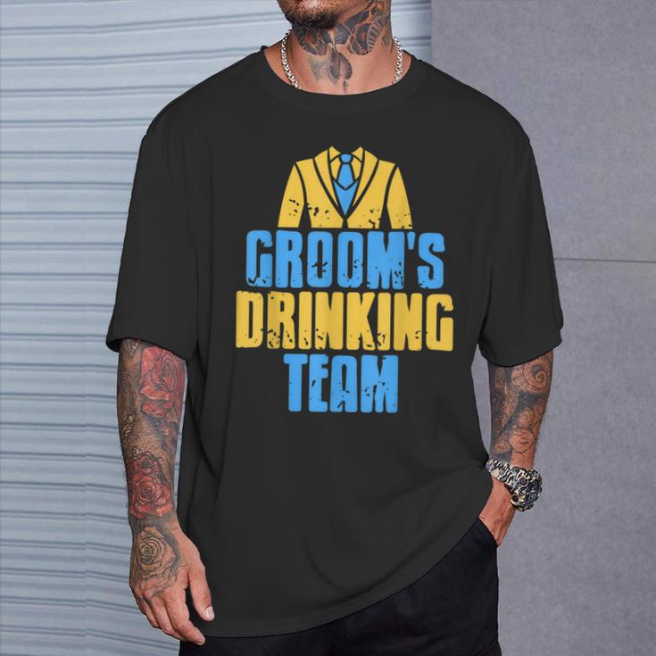 Groom's Drinking Team Retro Stag Night T-Shirt Geschenke für Ihn