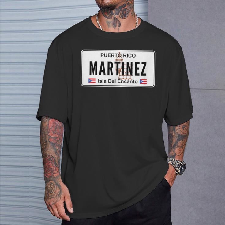 Martinez Last Name Puerto Rico License Plate T-Shirt Geschenke für Ihn