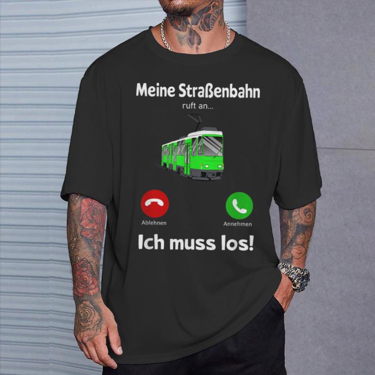 Meine Strassenbahn Ruft An Straßenbahnfahrer My Road Train Calling On T-Shirt Geschenke für Ihn