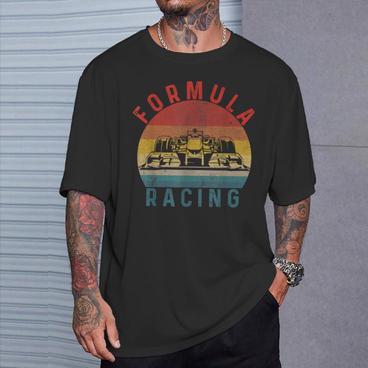 Retrointage Formula Racing Fan Silhouette Racing Car Formula T-Shirt Geschenke für Ihn