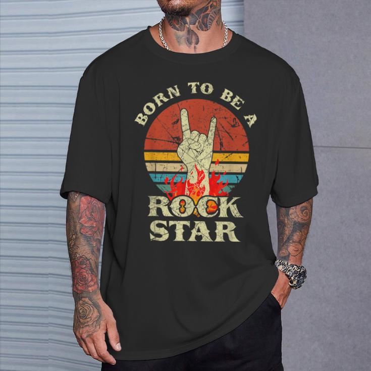 To Be Rockstar Heavy Metal Hand Hornintage Retro Born T-Shirt Geschenke für Ihn