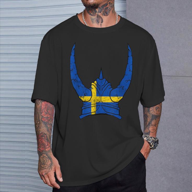 Schweden Wikinger Helm Schwedischer Nordmann Stolz Sköl T-Shirt Geschenke für Ihn