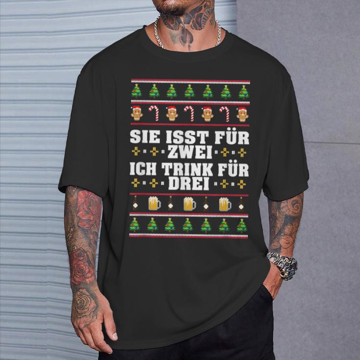 Sie Isst Für Zwei Ich Trink Drei Werdender Father S T-Shirt Geschenke für Ihn