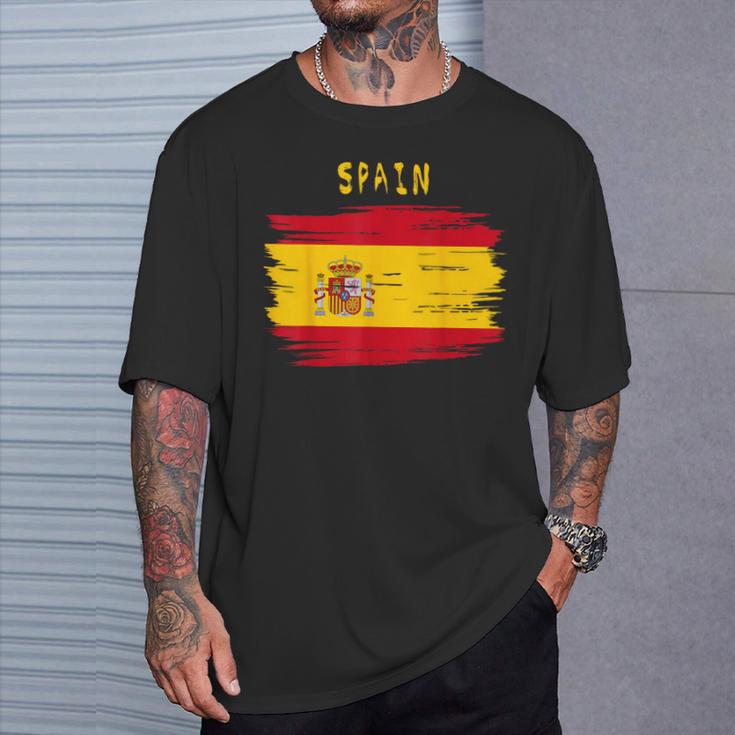 Spain Flag Brush Stroke Style T-Shirt Geschenke für Ihn