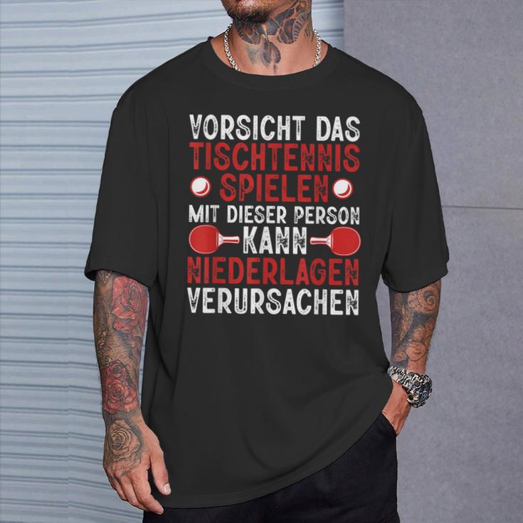 Vorsicht Das Tischtennis Spielen Ping Pong T-Shirt Geschenke für Ihn