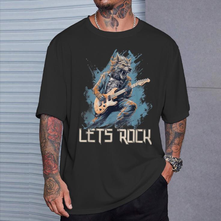 Werewolf Rocker Rockt Die Bühne Mit Seiner Gitarre T-Shirt Geschenke für Ihn