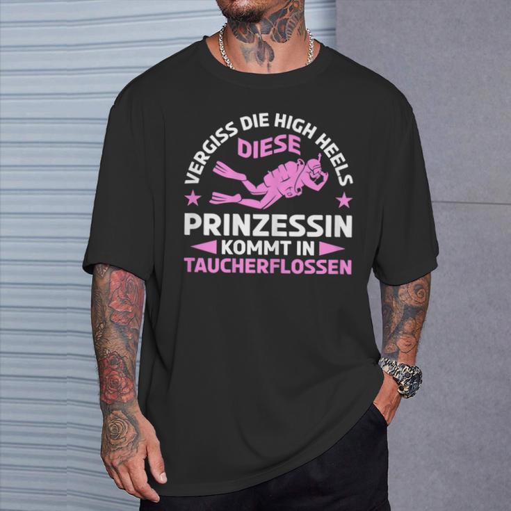 Women's Diese Prinzessin Kommt In Diving Fins Sports Diving S T-Shirt Geschenke für Ihn