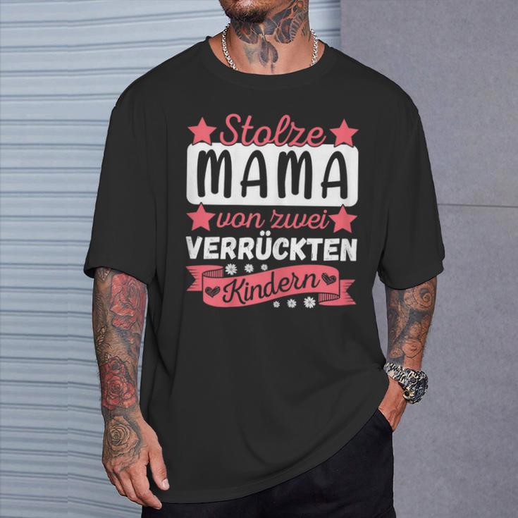 Women's Ich Bin Stolze Mamaon 2 Kinder Mutteron 2 T-Shirt Geschenke für Ihn