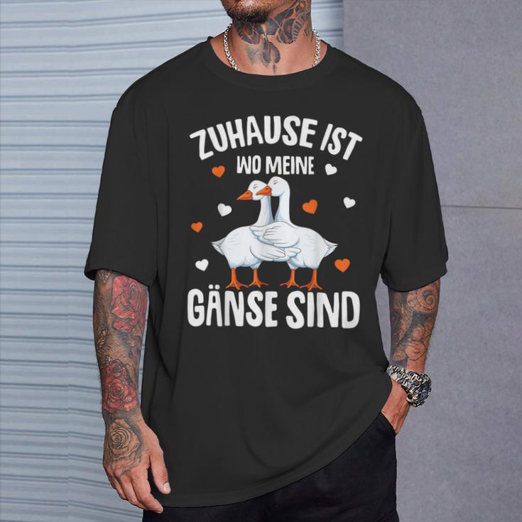 Zuhause Ist Wo Meine Gäse Sind Gäsehalter T-Shirt Geschenke für Ihn