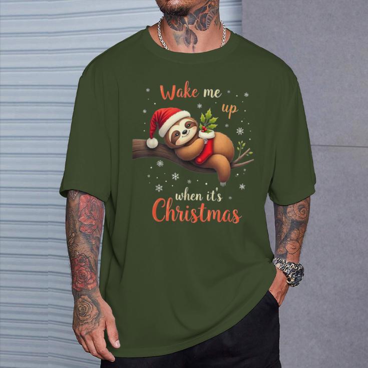 Cute Christmas Fautier Wake Me Up When Christmas T-Shirt Geschenke für Ihn