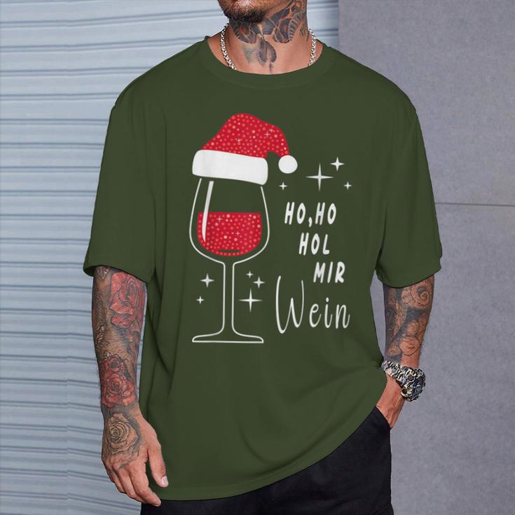 Ho Ho Hol Mir Wine Christmas Outfit Santa Hat Fun Xmas T-Shirt Geschenke für Ihn