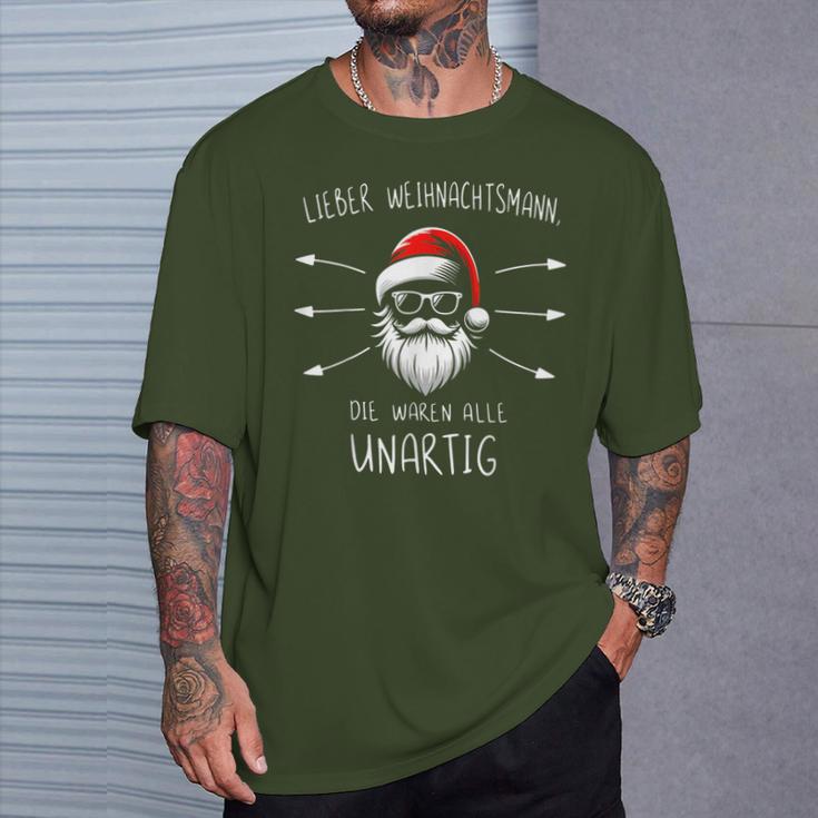 Lustiges Weihnachtsmann Waren Alle Unartig Christmas T-Shirt Geschenke für Ihn