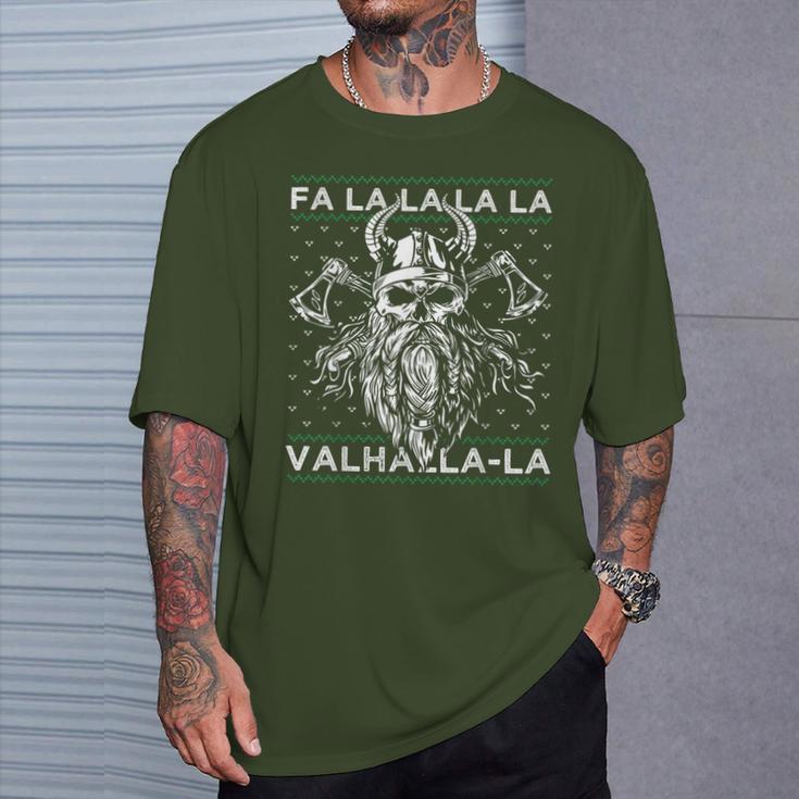 Ugly Christmas Fa La Laalhalla-Laiking Skull T-Shirt Geschenke für Ihn