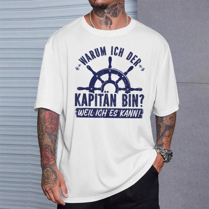 Warum Ich Der Kapänn Bin Weil Ich Es Kann Boat Rider Gray T-Shirt Geschenke für Ihn