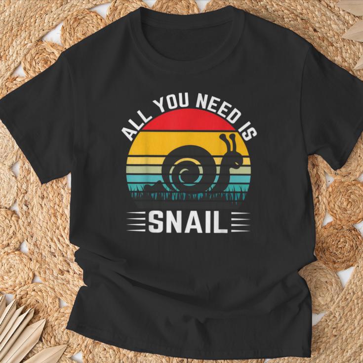 Alles Was Du Brauchst Ist Schnecke T-Shirt Geschenke für alte Männer