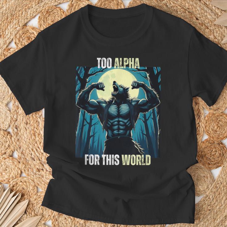 Alpha Male Wolf Grindset Sigma Male Werewolf Meme T-Shirt Geschenke für alte Männer