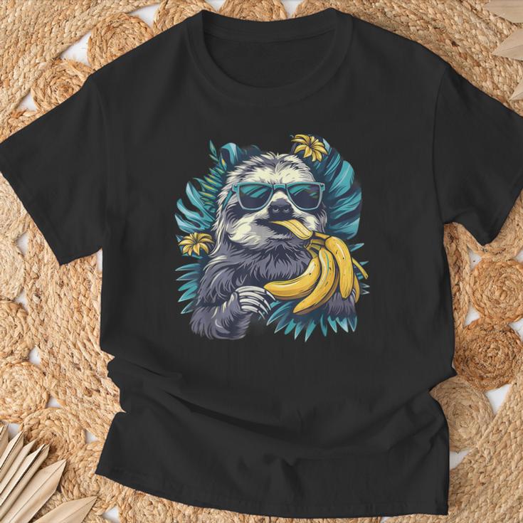 Banana Sloth Wildlife Sunglasses Portrait Banana Fruit T-Shirt Geschenke für alte Männer