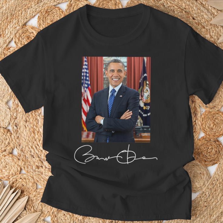 Barack Obama Signature And Portrait T-Shirt Geschenke für alte Männer