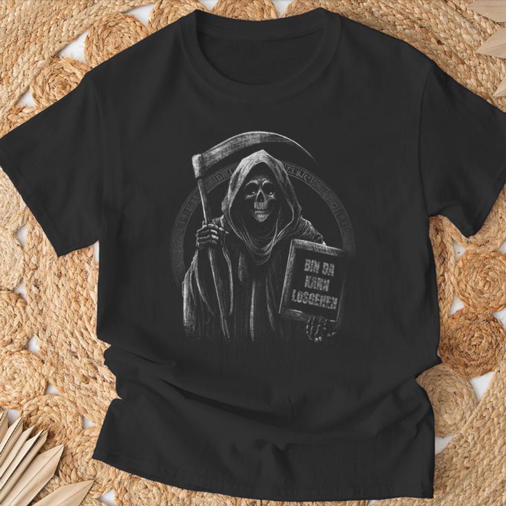 Bin Da Kann Losgehen Saying Humour Grim Reaper T-Shirt Geschenke für alte Männer