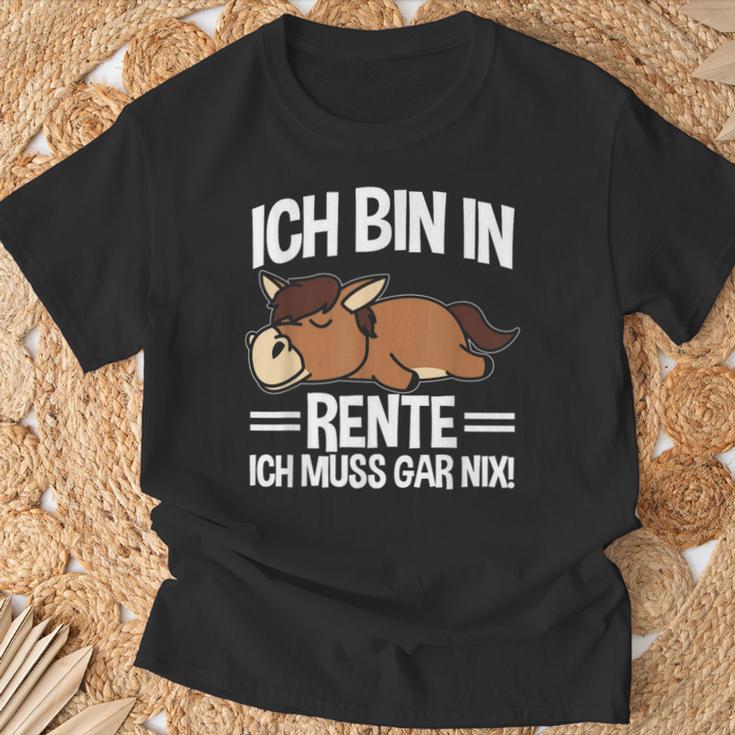 Bin In Rente Ich Muss Gar Nix Pferd Rentner Ruhestand T-Shirt Geschenke für alte Männer