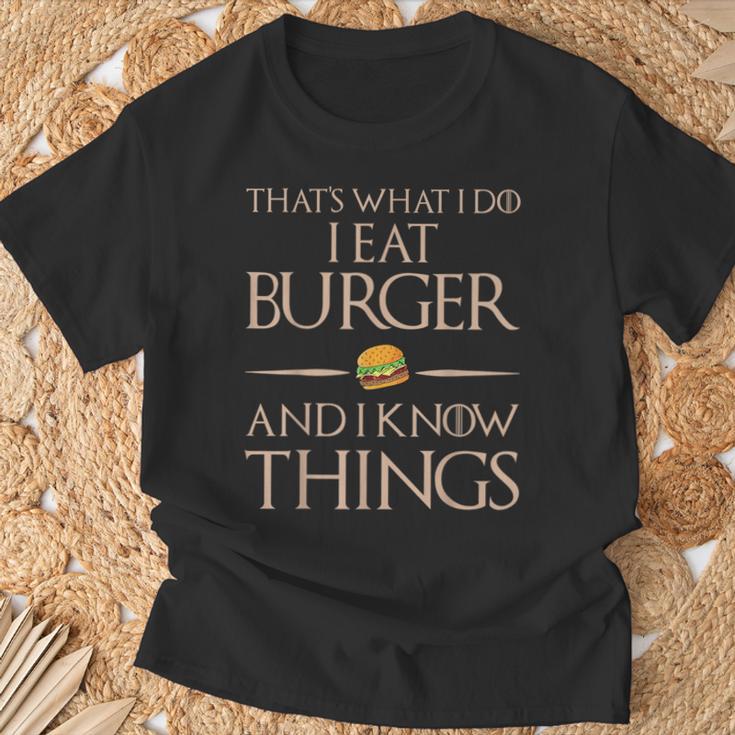 Burger Das Ist Was Ich Esse Und Weiß Dinge T-Shirt Geschenke für alte Männer