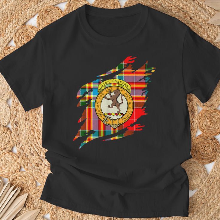 Chattan-Clan-Wappen Und Schottenkaro Schottischer Nachname T-Shirt Geschenke für alte Männer